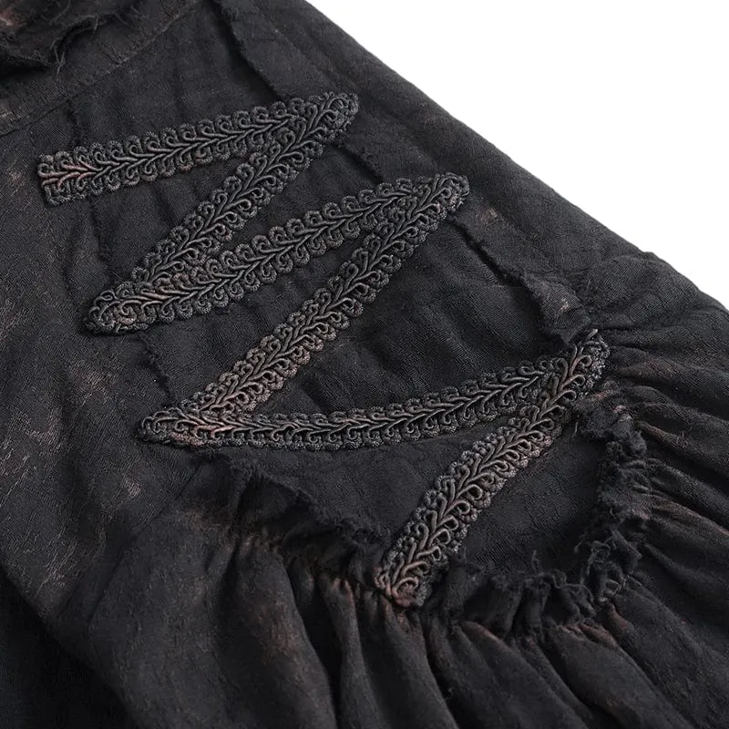 Steampunk-Hemd für Damen mit Stehkragen und Puffärmeln