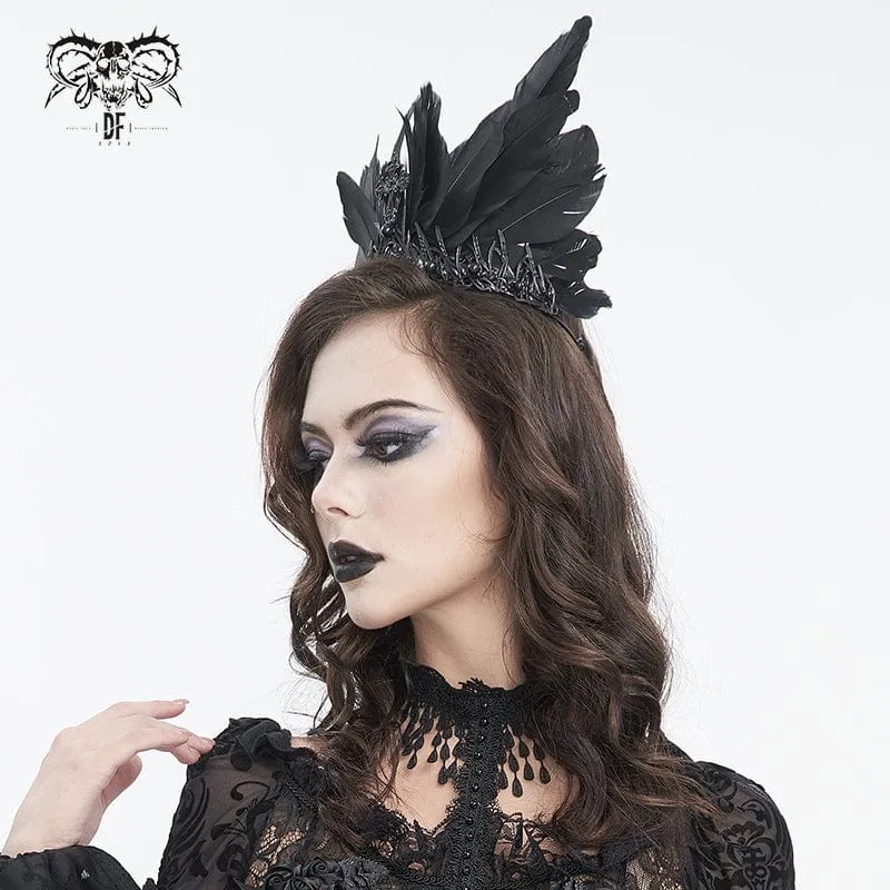 Gothic-Kopfbedeckung mit Federkreuz und Metall für Damen