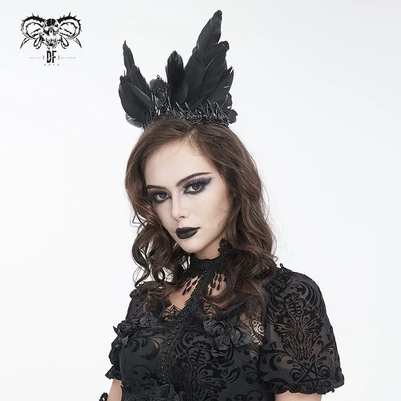 Gothic-Kopfbedeckung mit Federkreuz und Metall für Damen