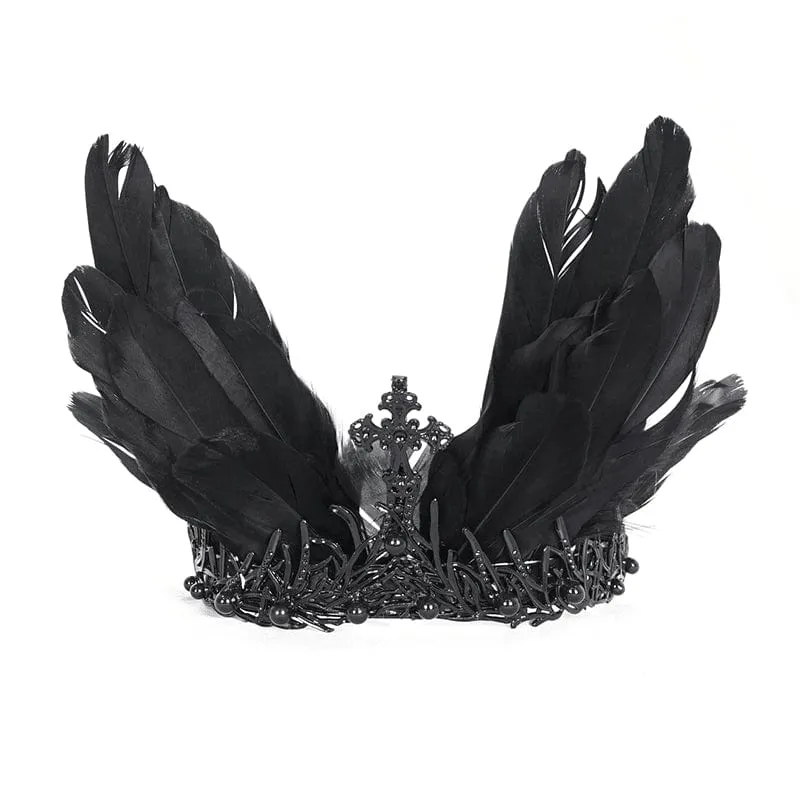 Gothic-Kopfbedeckung mit Federkreuz und Metall für Damen