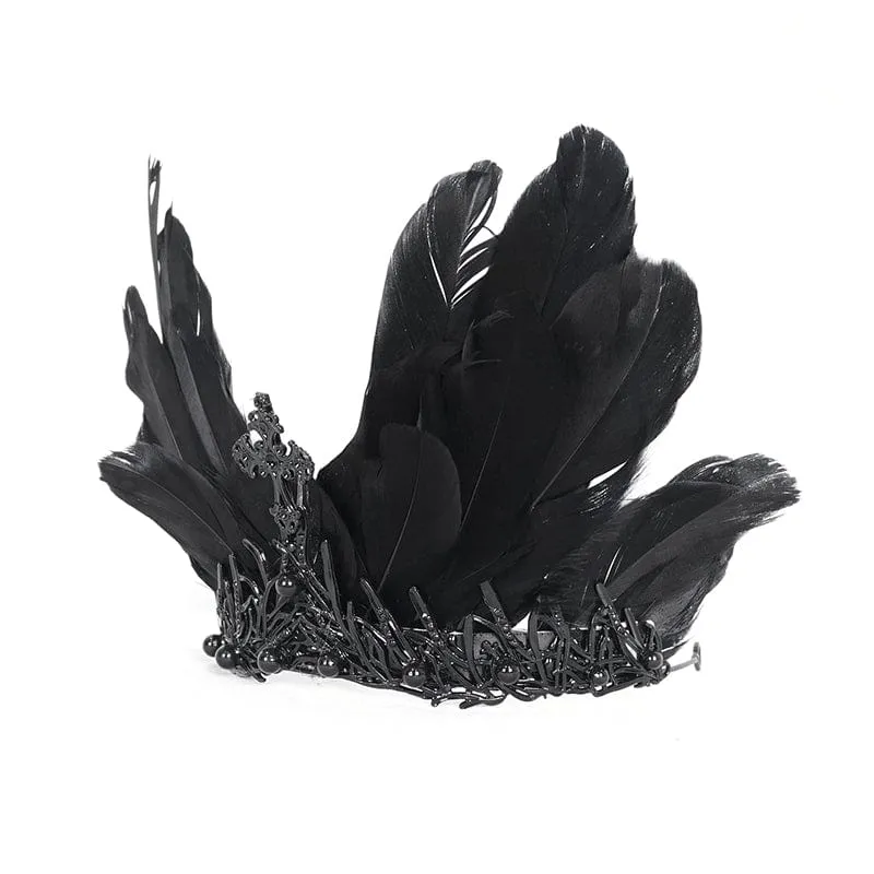 Gothic-Kopfbedeckung mit Federkreuz und Metall für Damen