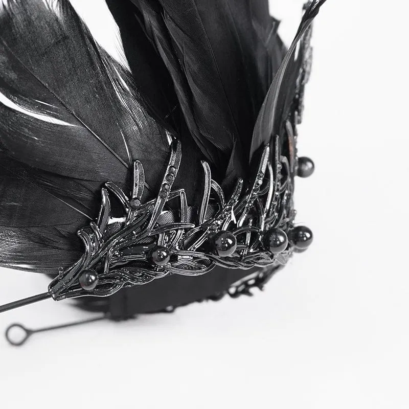 Gothic-Kopfbedeckung mit Federkreuz und Metall für Damen
