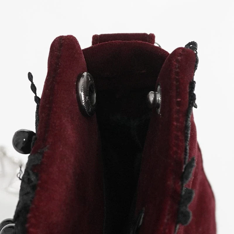 Rote Gothic-Tasche mit Blumenstickerei und Perlen für Damen