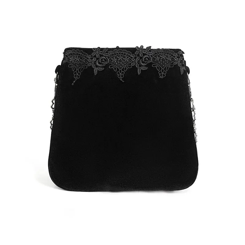 Damen-Gothic-Tasche mit Blumenstickerei und Perlen