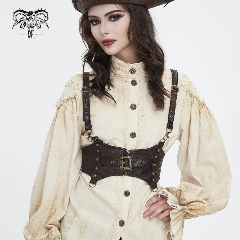 Damen-Unterbrustkorsett aus Kunstleder mit Steampunk-Schnalle