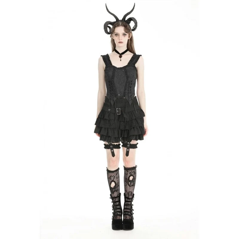 Damen-Gothic-Splice-Rock mit hoher Taille und Strumpfband