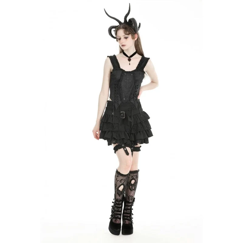 Damen-Gothic-Splice-Rock mit hoher Taille und Strumpfband