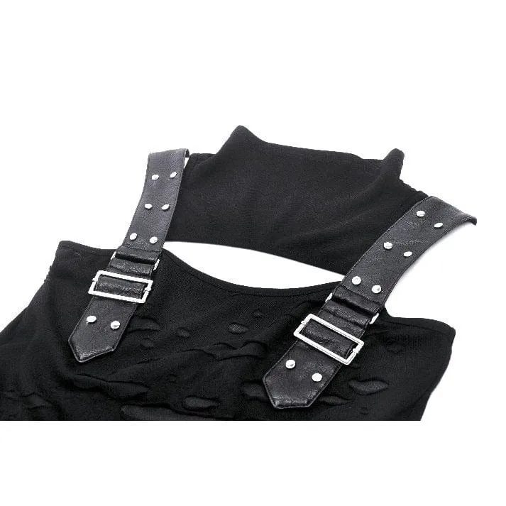 Damen-Punk-Weste mit Stehkragen und Rissen