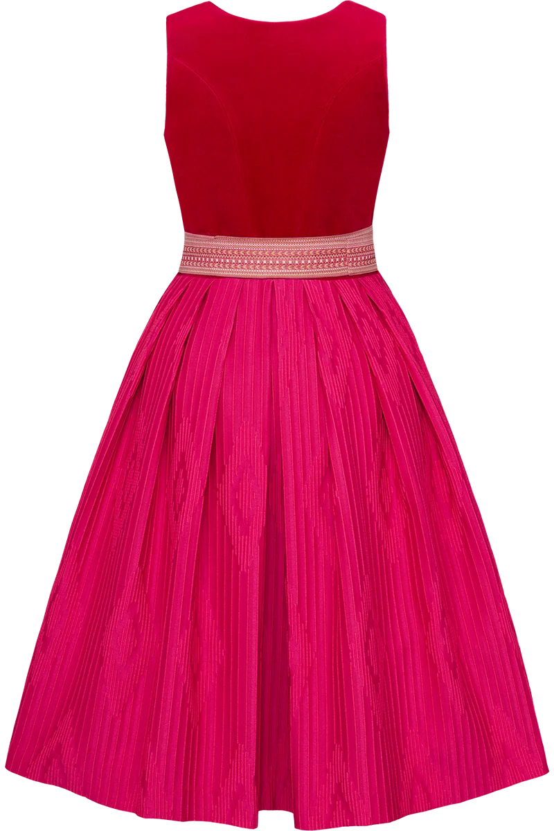 Midi-Dirndl mit Baumwollsamt-Mieder