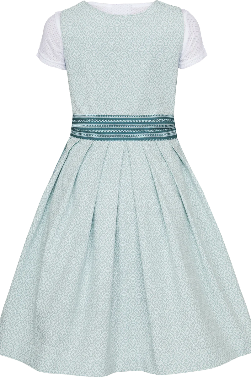 Kinder Baumwolldirndl gemustert mit Bluse - türkis