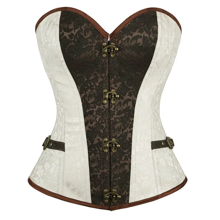 Gothic-Überbrustkorsett für Damen mit kontrastfarbenem Jacquardmuster