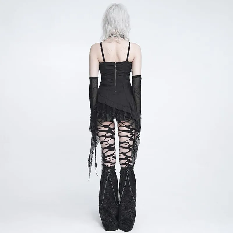 Punk-Tanktop für Damen mit Ketten und Nieten, asymmetrischem Design
