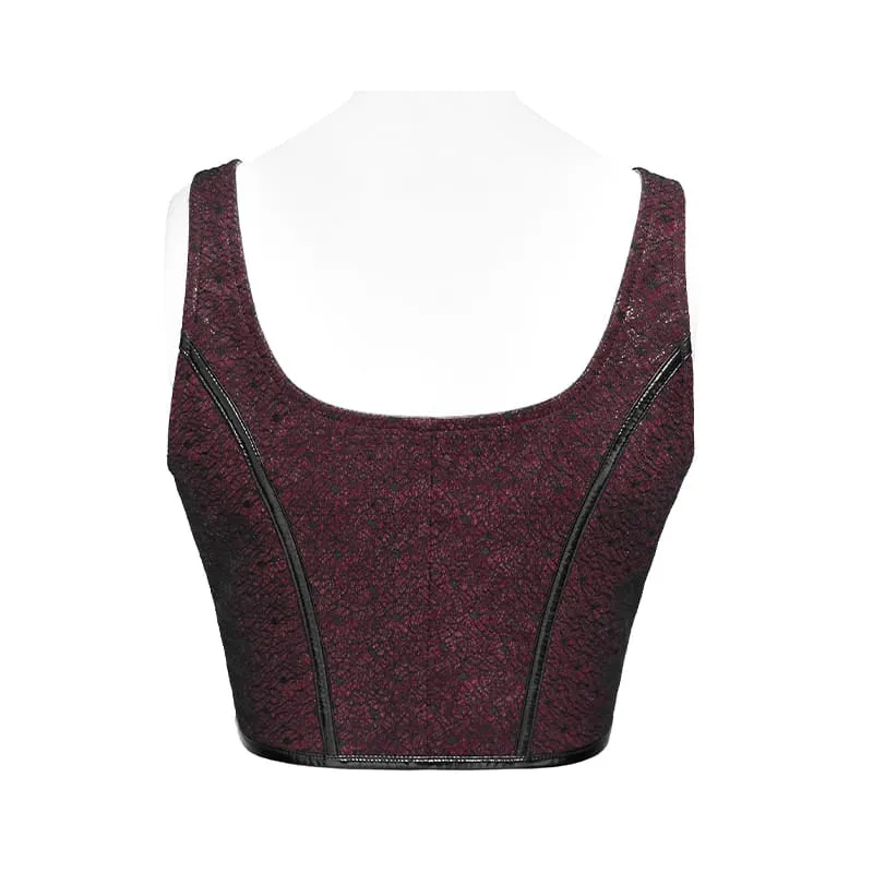 Punk-Bustier für Damen mit Reißverschluss vorne und verstellbaren Trägern