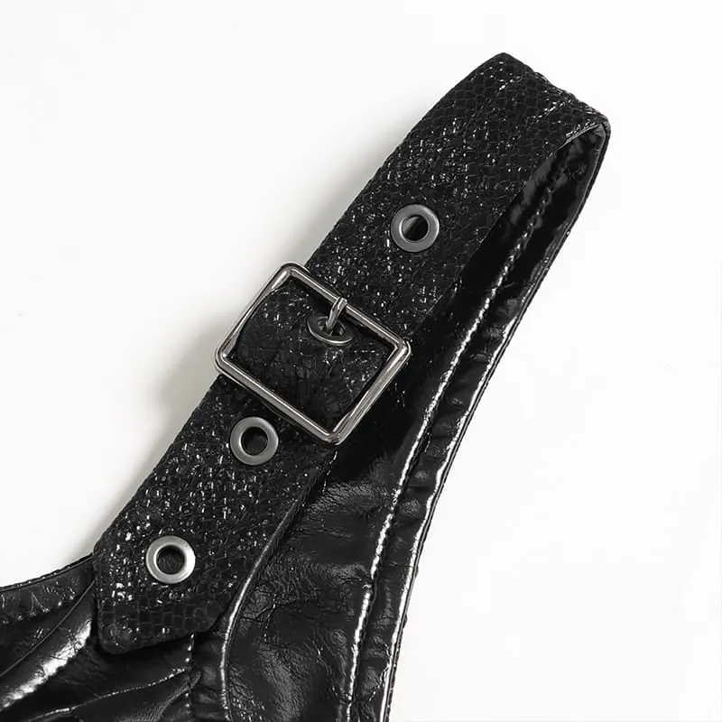 Punk-Bustier für Damen mit Nieten und Reißverschluss vorne