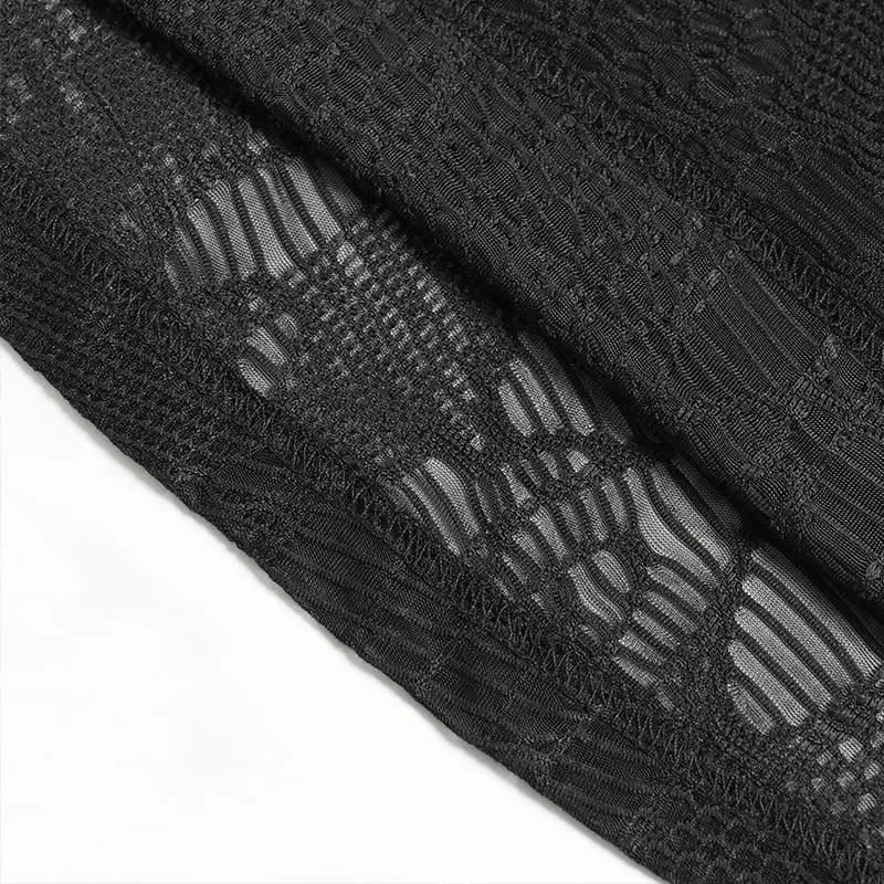 Punk-Langarmtop für Damen mit Kettenmuster und Cut-outs