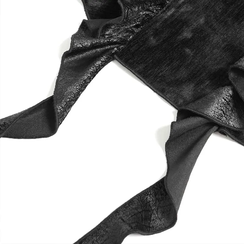 Gothic-Rüschenkleid für Damen mit tiefem V-Ausschnitt und Neckholder