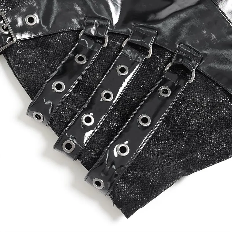 Punk-Minirock für Damen mit Ösen- und Schnallenriemen