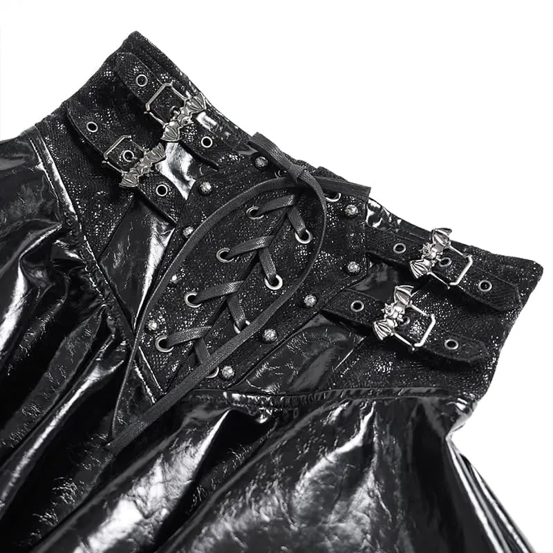 Punk-Rock für Damen mit Schnürung, Fledermaus-Motiv und asymmetrischem Design, schwarz
