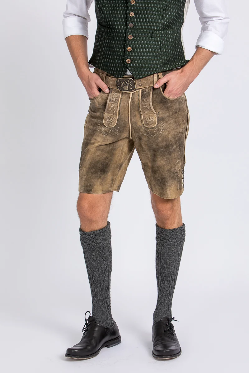 Kurze Spieth & Wensky Lederhose Grafenau Camel