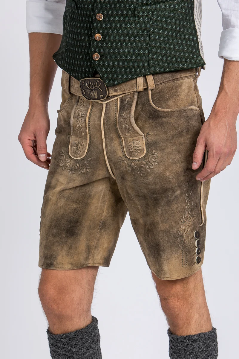 Kurze Spieth & Wensky Lederhose Grafenau Camel