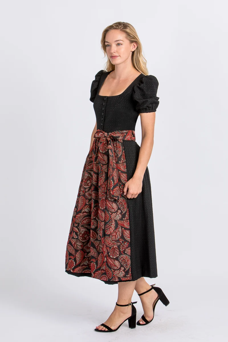 Almliebe Dirndl Rosmarie schwarz/rot