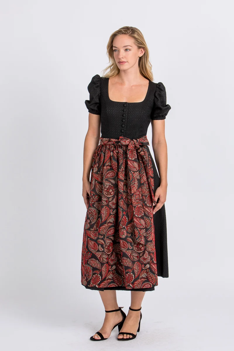 Almliebe Dirndl Rosmarie schwarz/rot