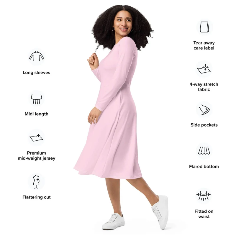 Pink Midi Dress with Pockets: Sweetness and Comfort for Every Day!