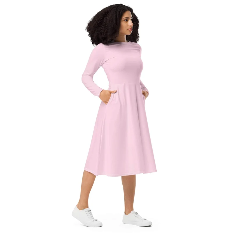 Pink Midi Dress with Pockets: Sweetness and Comfort for Every Day!