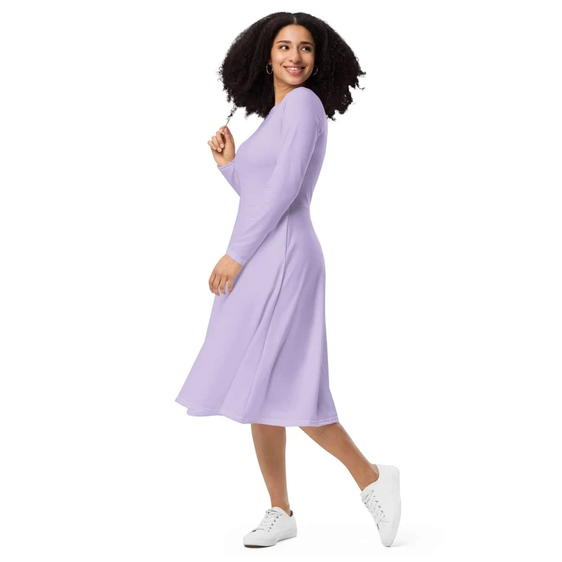 Lavender Midi Dress with Pockets: Softness and Modern Effortless Elegance.