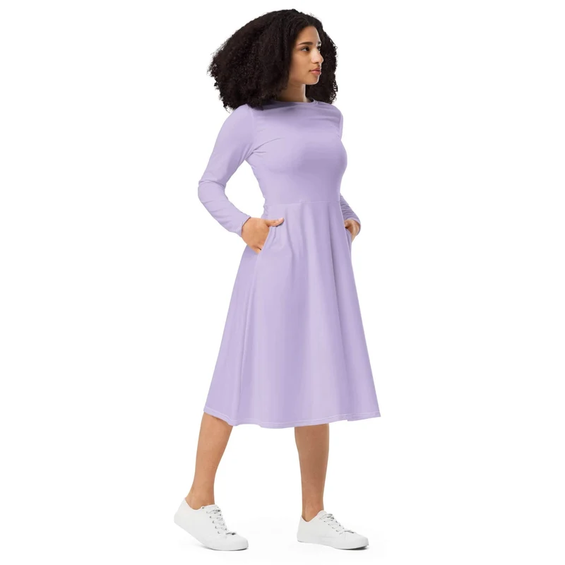 Lavender Midi Dress with Pockets: Softness and Modern Effortless Elegance.