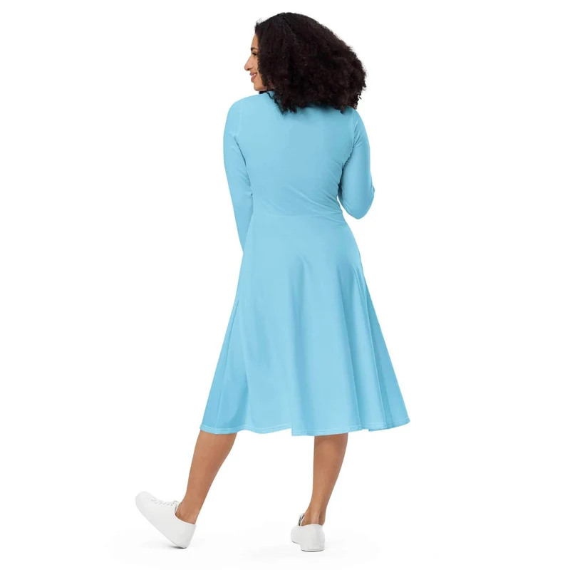 Light Blue Midi Dress with Pockets – Freshly Stylish Comfort!