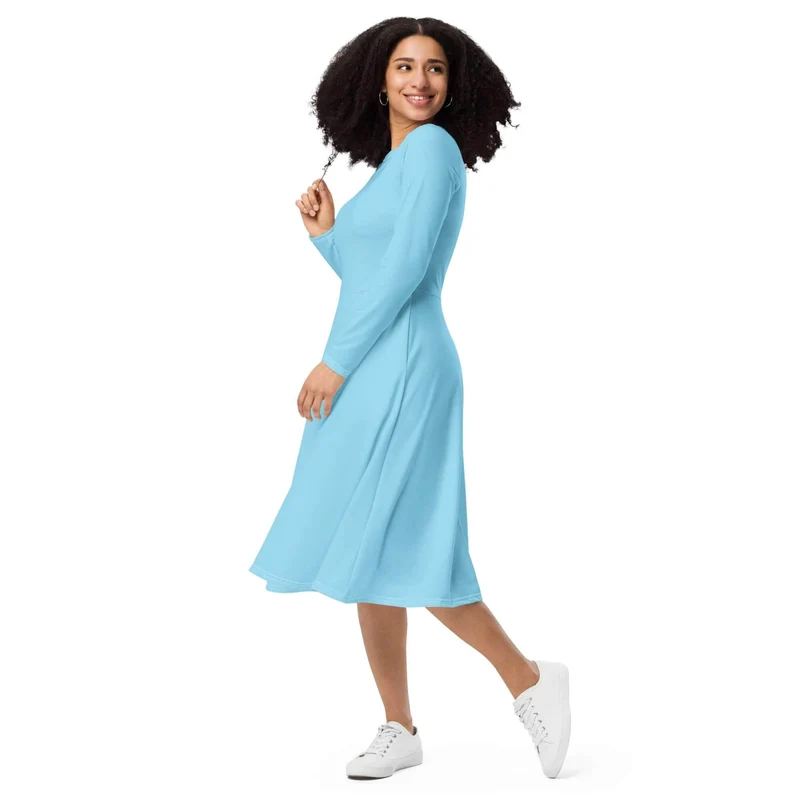 Light Blue Midi Dress with Pockets – Freshly Stylish Comfort!