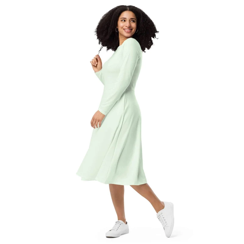 Mint Green Midi Dress with Pockets: Natural Beauty and Carefree Freedom.