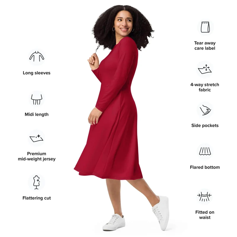 Red Midi Dress with Pockets: Everyday Luxury and Effortless Elegance.