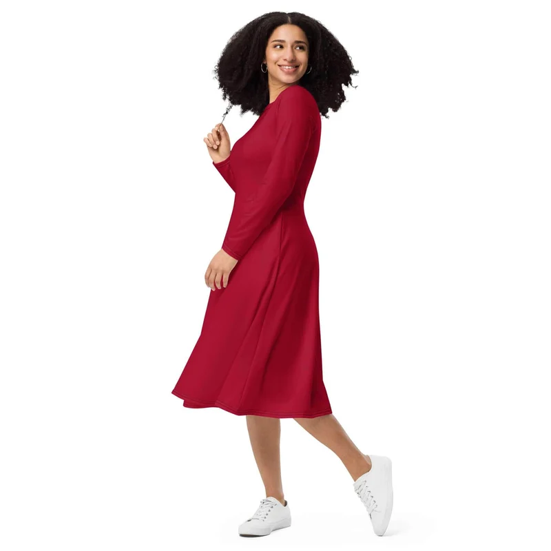 Red Midi Dress with Pockets: Everyday Luxury and Effortless Elegance.
