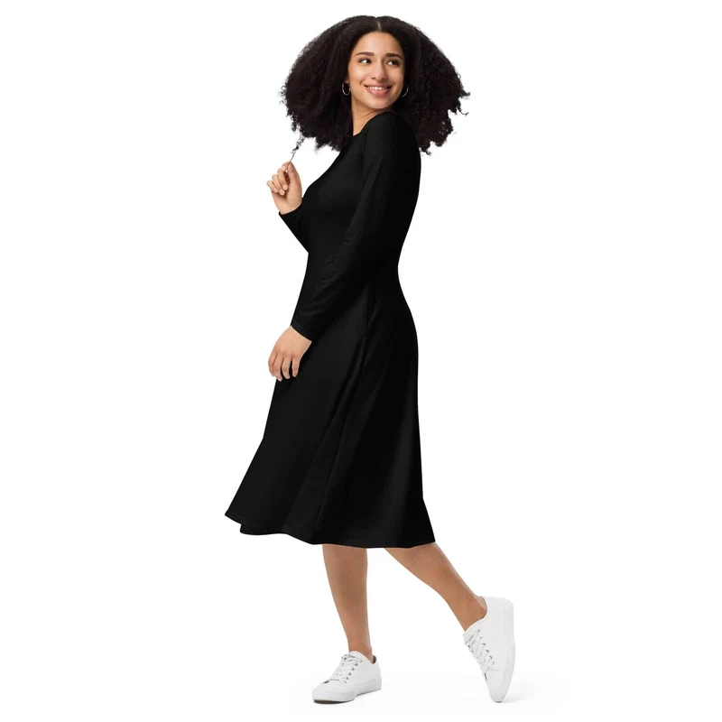 Long-Sleeve Midi Dress – With Pockets! Timeless Elegance and Unparalleled Comfort!