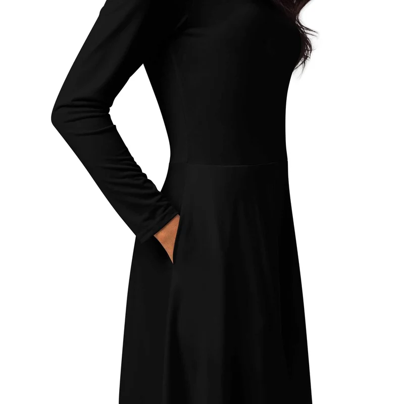 Long-Sleeve Midi Dress – With Pockets! Timeless Elegance and Unparalleled Comfort!