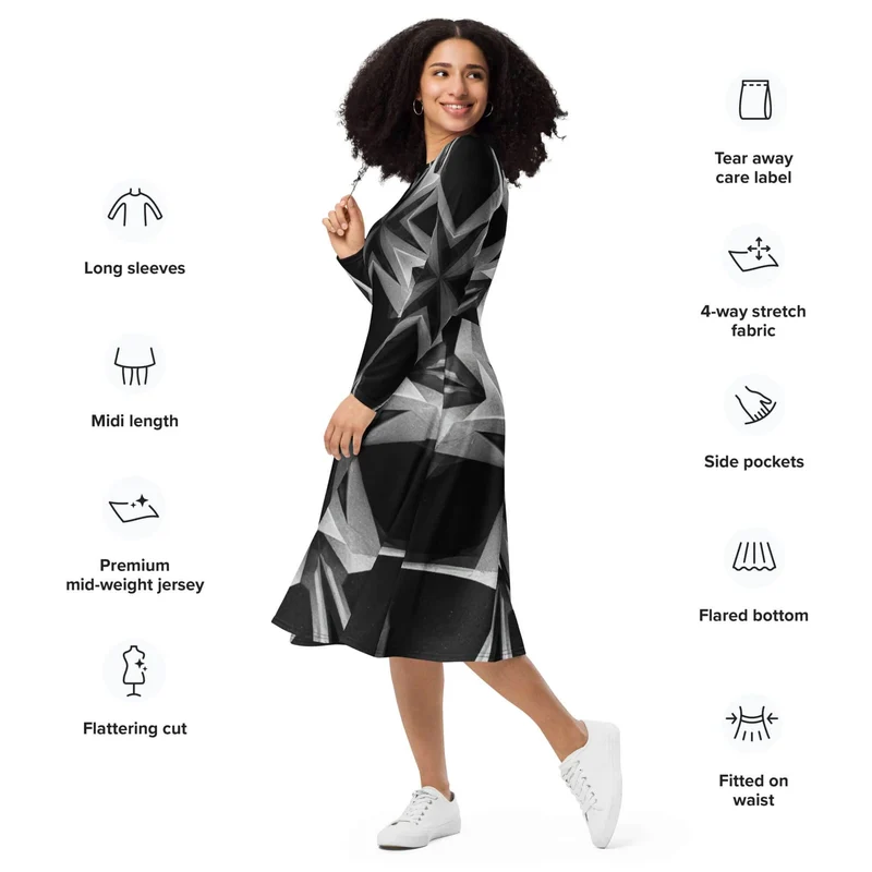 Discover Your New Go-To Dress: The Long-Sleeve Midi Dress – The Perfect Blend of Style, Comfort, and Practicality!