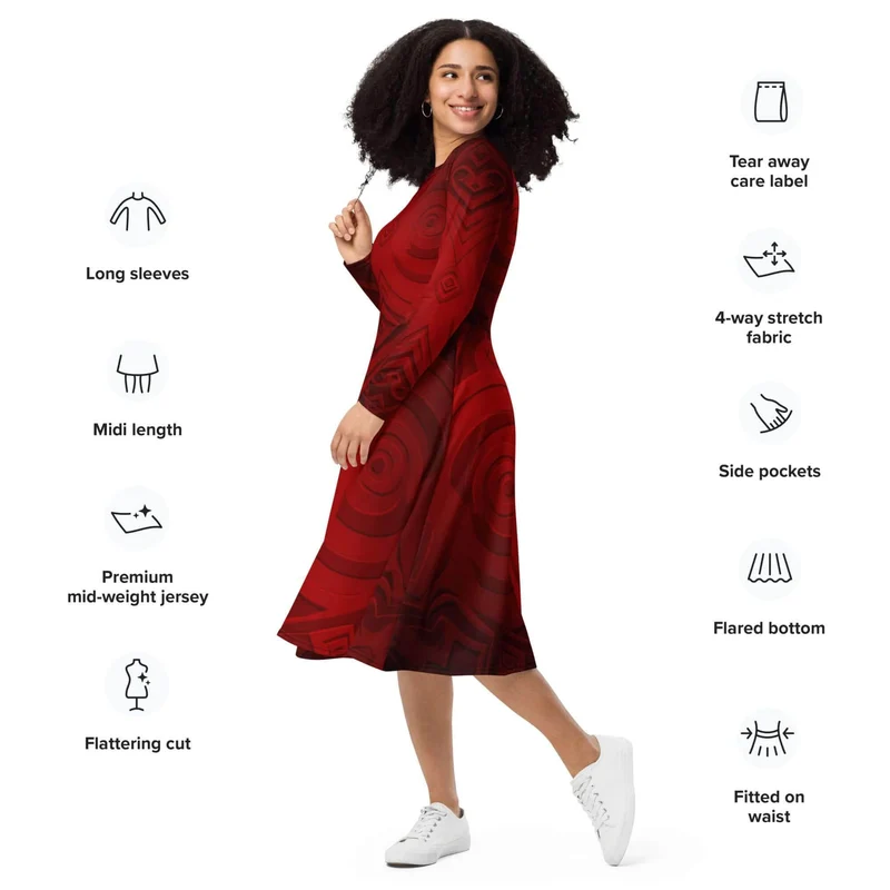 Fiery Style: A Unique Red Midi Dress for Comfort and Impact