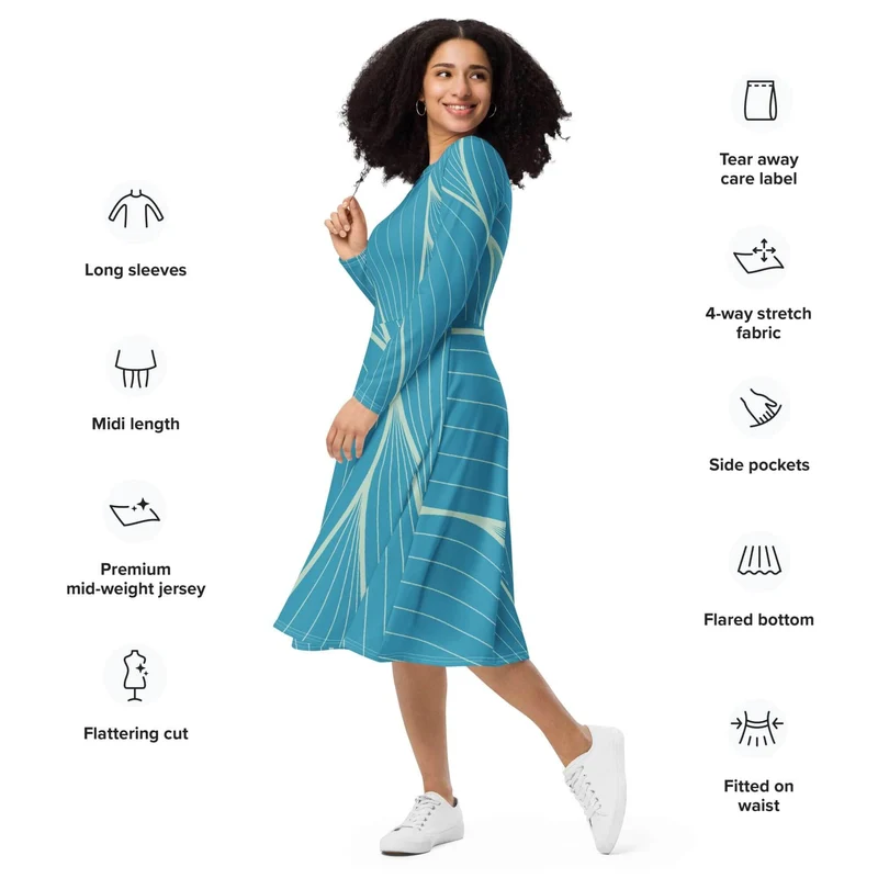 Blue and White Midi Dress – A Refreshing Breeze for Summer Days!