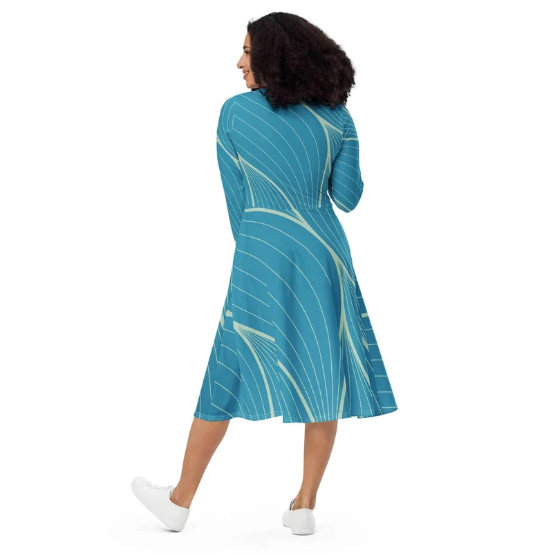Blue and White Midi Dress – A Refreshing Breeze for Summer Days!