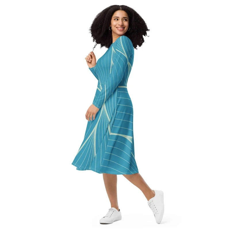 Blue and White Midi Dress – A Refreshing Breeze for Summer Days!