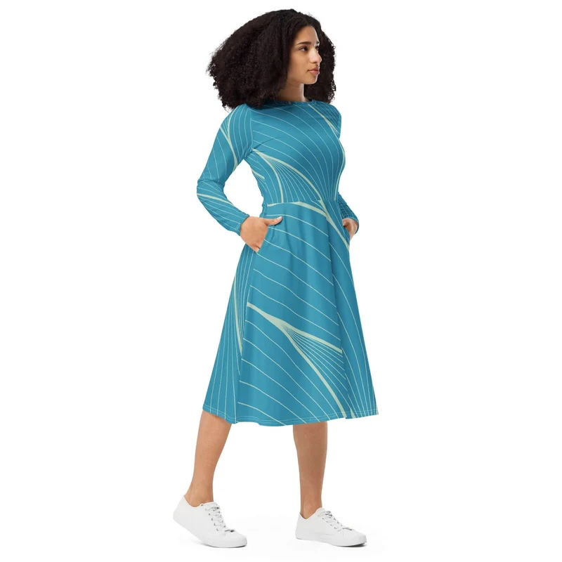 Blue and White Midi Dress – A Refreshing Breeze for Summer Days!