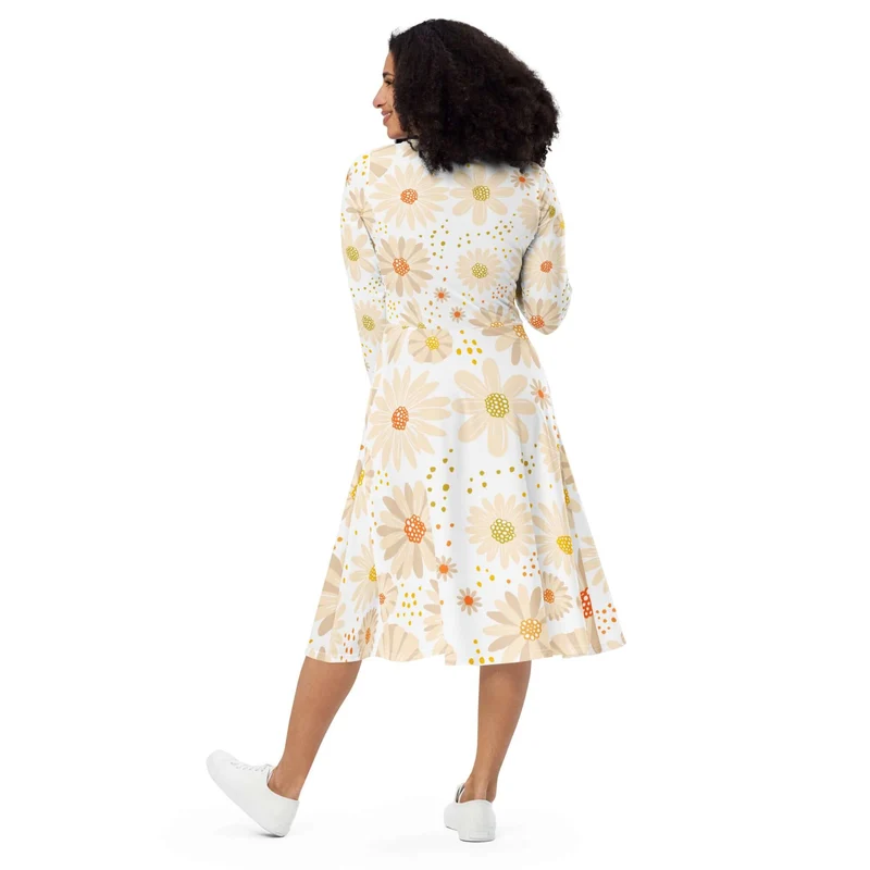 Charming Floral Dress with Long Sleeves – Always a Sunny Choice!