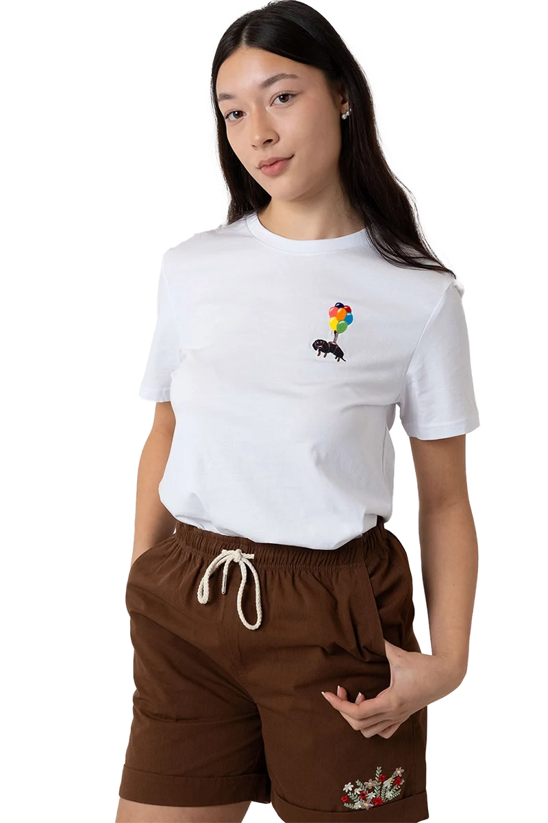 Damen T-Shirt mit Stickerei 'Dackelexpress'