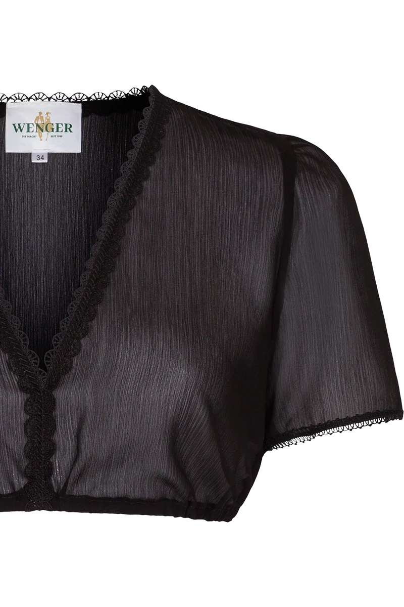 Dirndlbluse mit Kurzarm und Spitzenborte