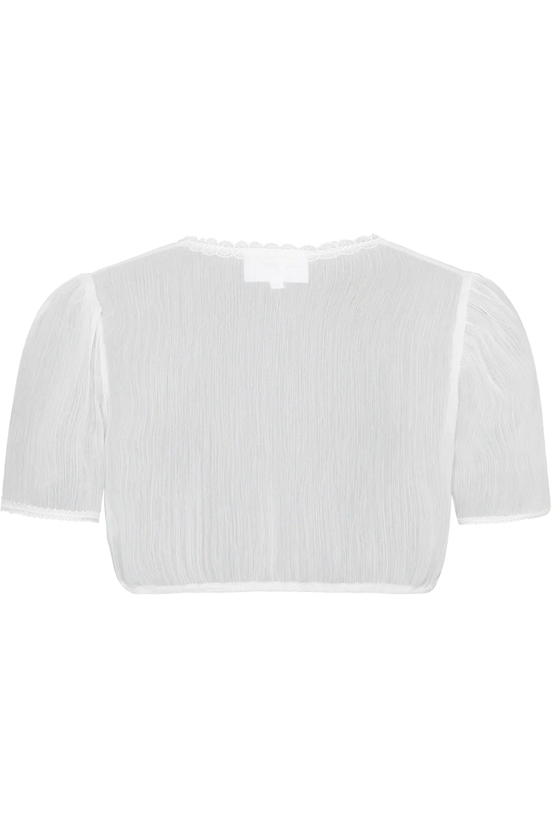 Dirndlbluse mit Kurzarm und Spitzenborte