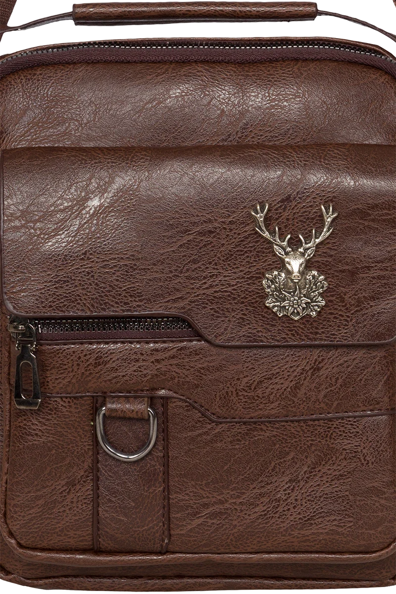 Unisex Crossbody Tasche mit Hirschkopf Emblem