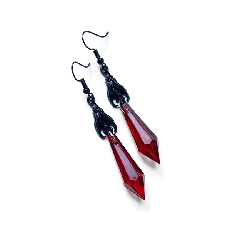 Gothic-Rubin-Fledermaus-Ohrring für Damen