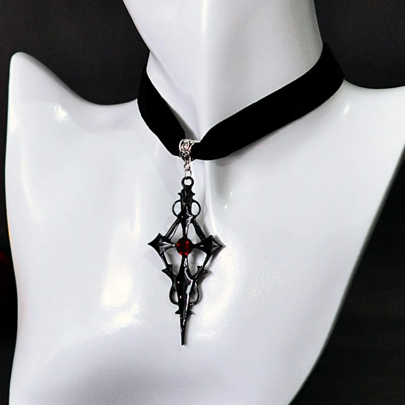 Gothic-Halsband mit Diamantkreuz für Damen